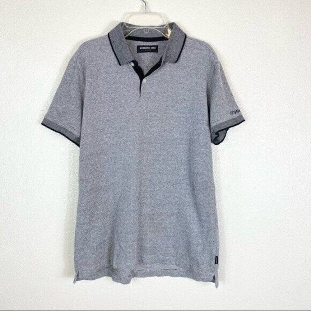 Kenneth Cole New York Mens Grey & Black Short Sleeve Polo Shirt Size S